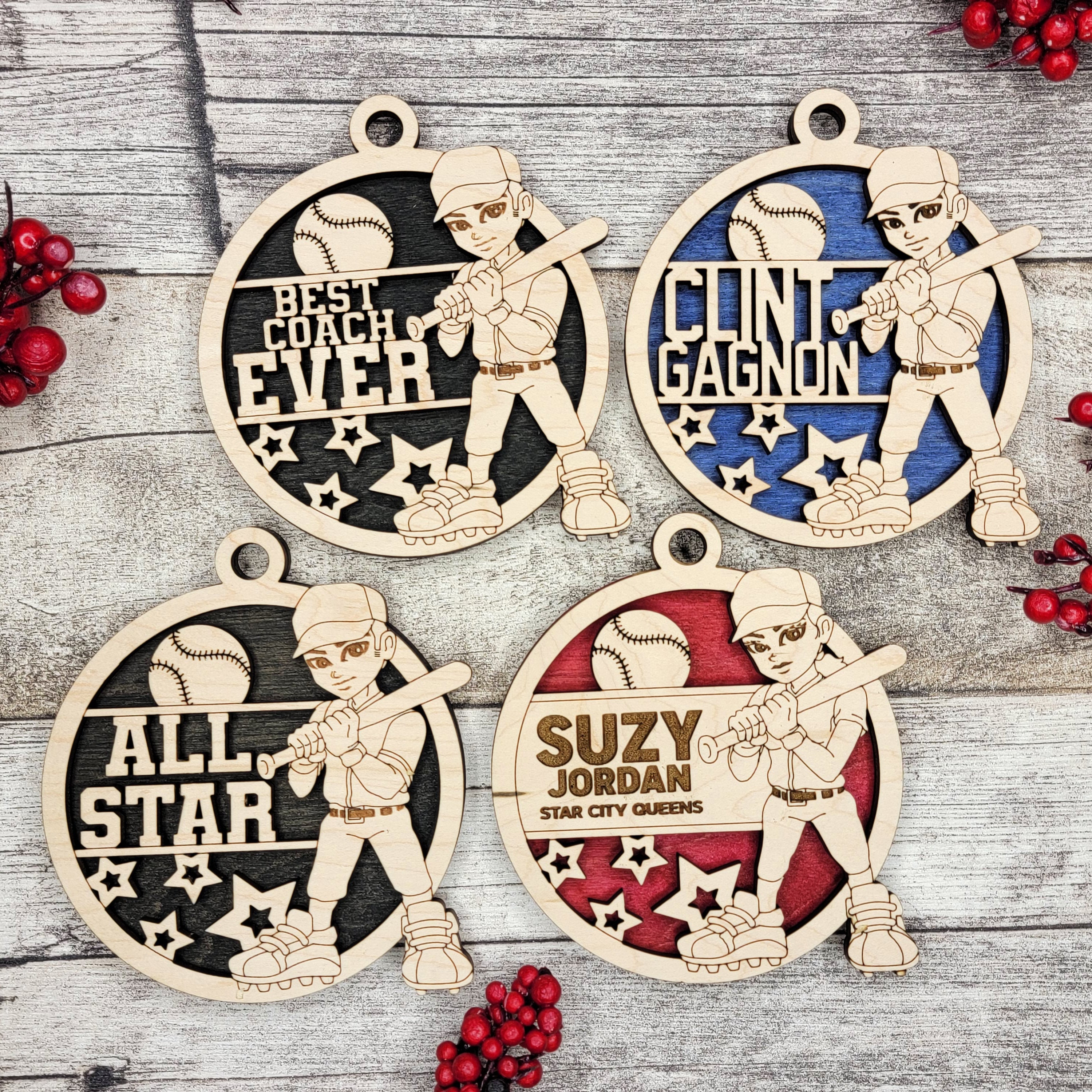 Personalized Animated Sports Ornaments - Baseball