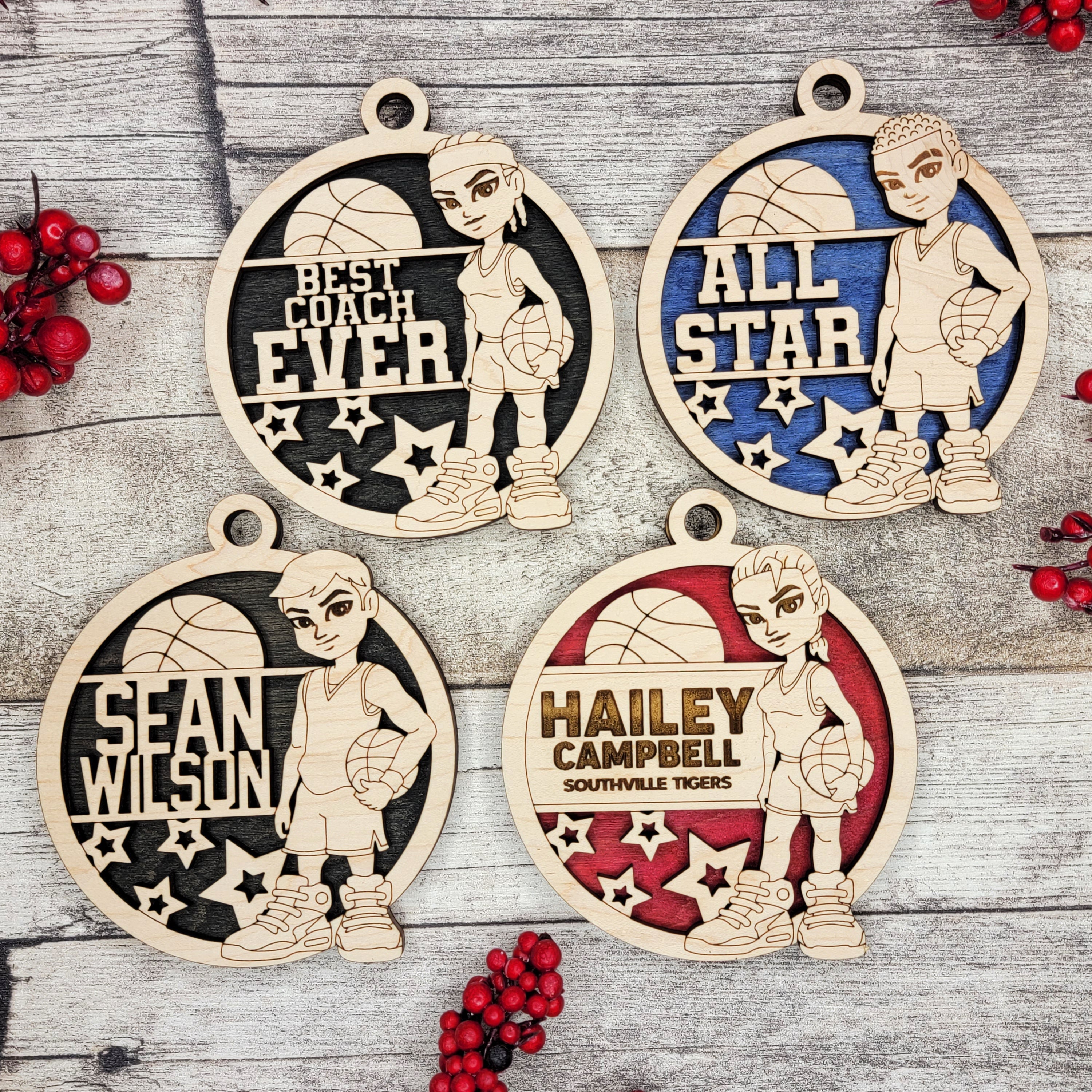 Personalized Animated Sports Ornaments - Basketball