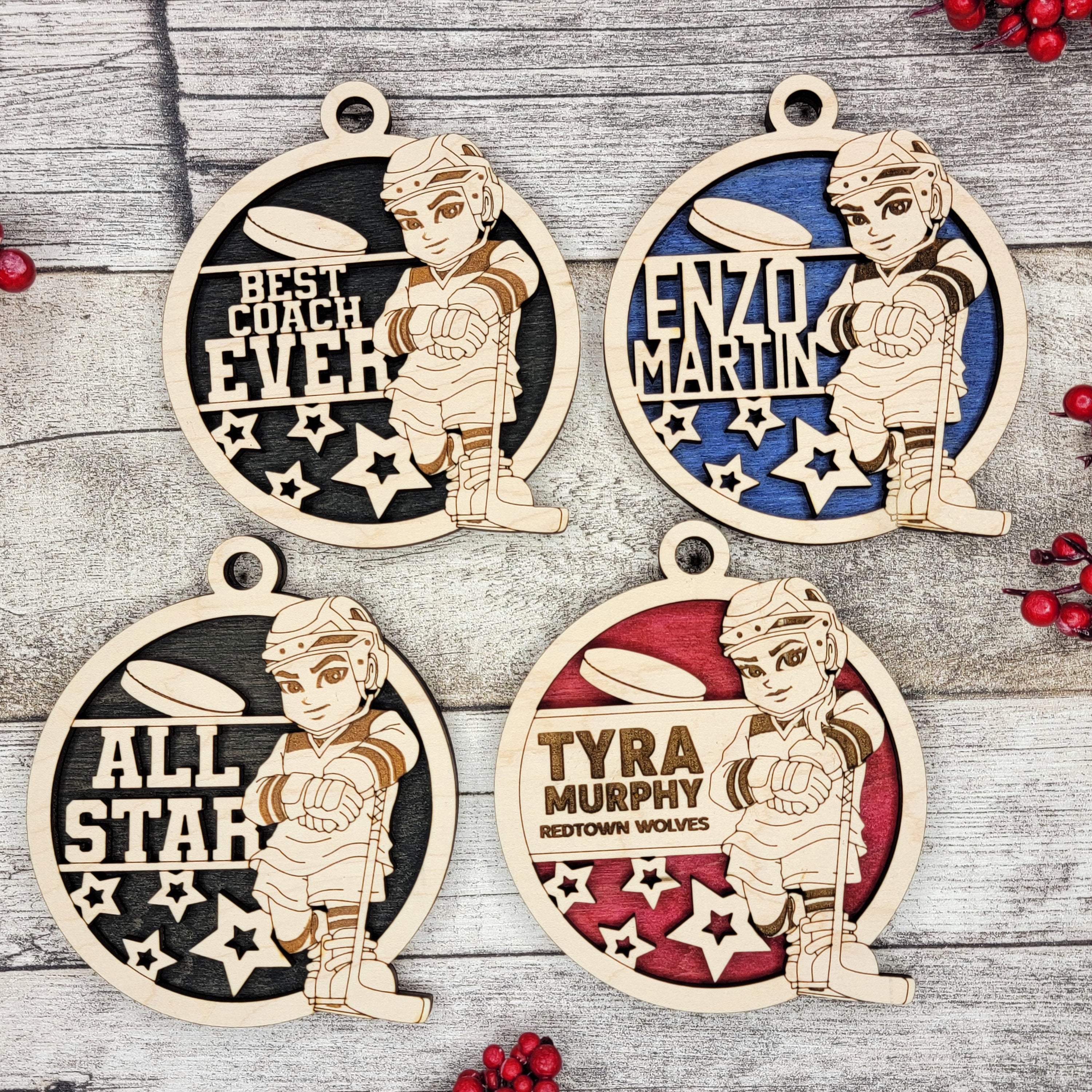 Personalized Animated Sports Ornaments - Hockey