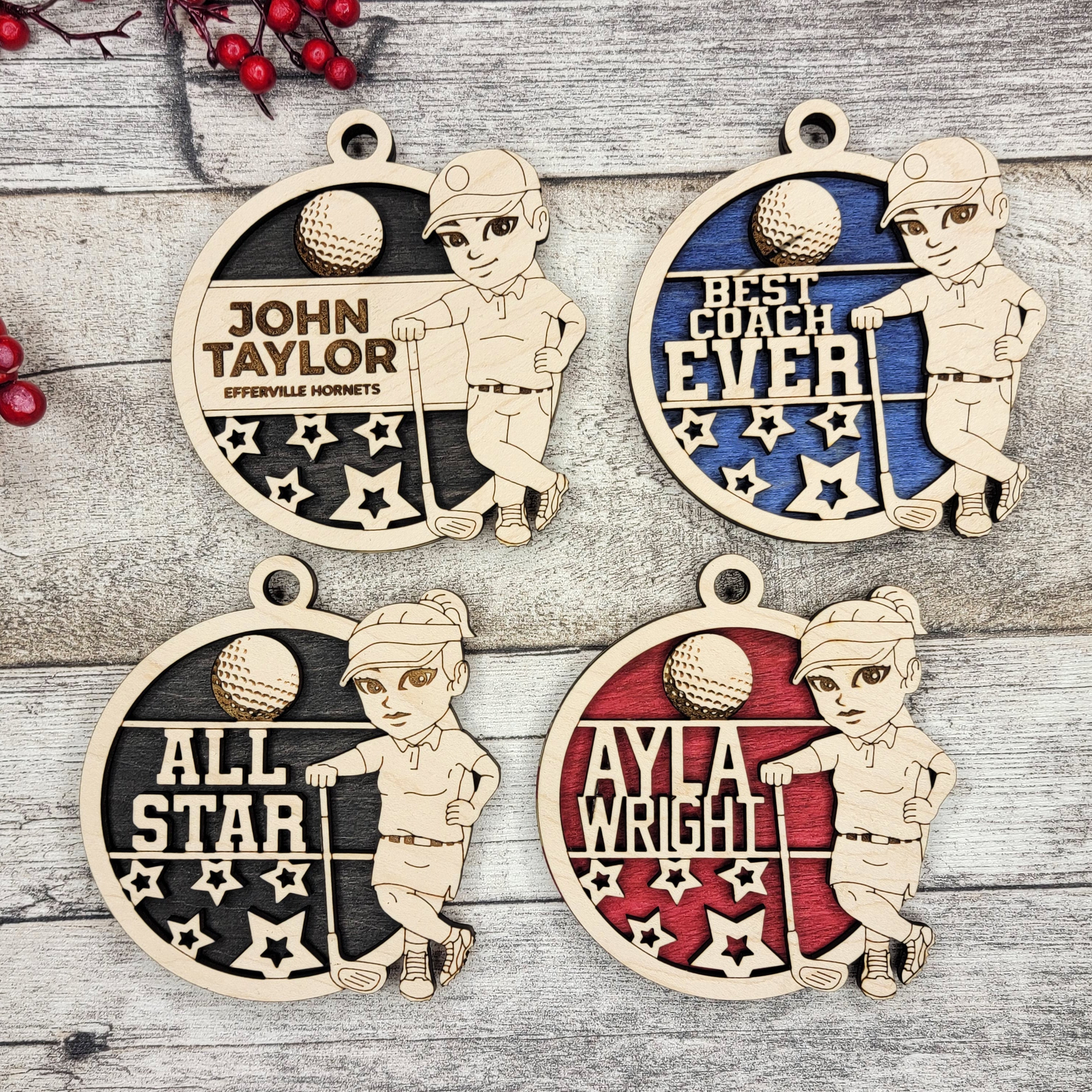 Personalized Animated Sports Ornaments - Golf