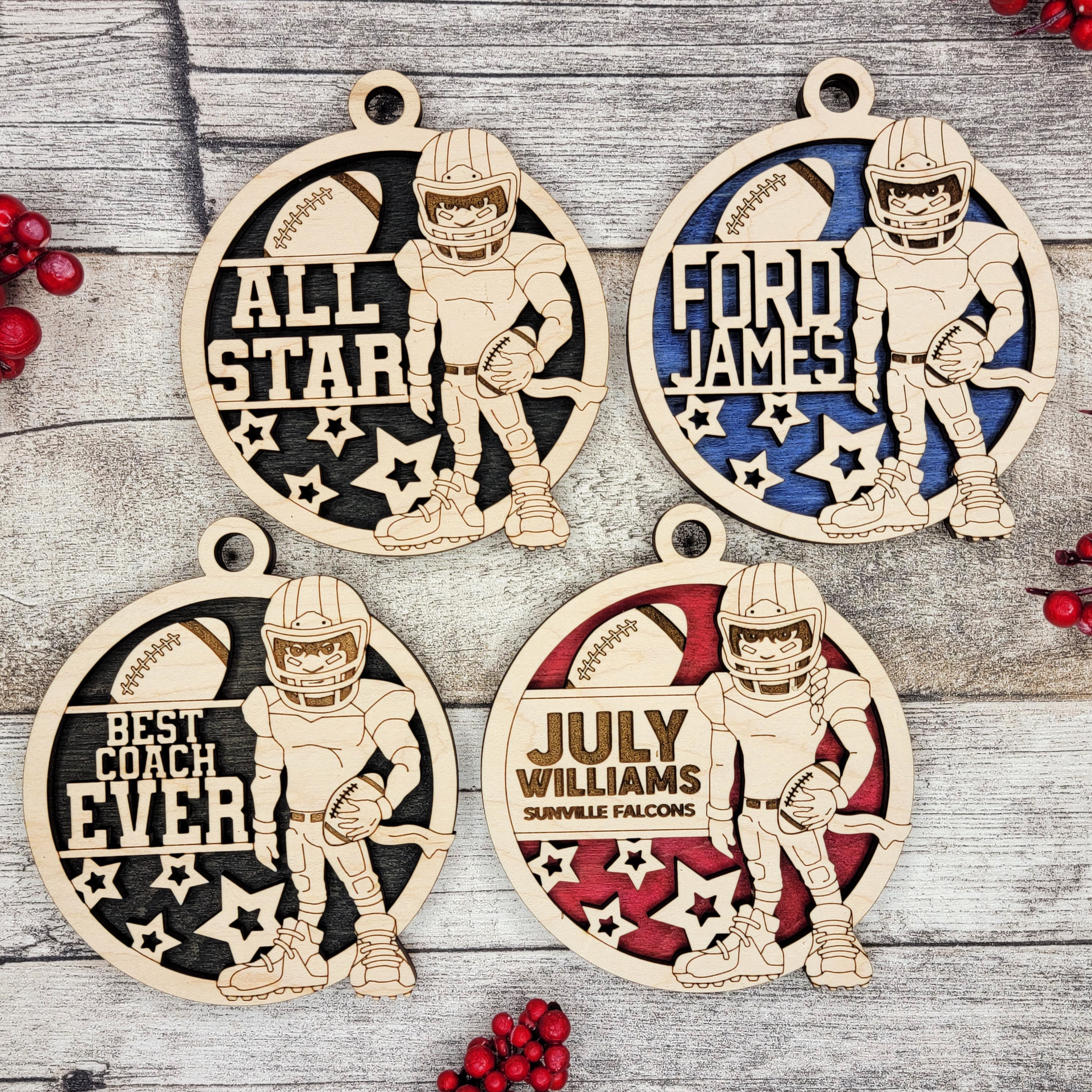 Personalized Animated Sports Ornaments - American Football