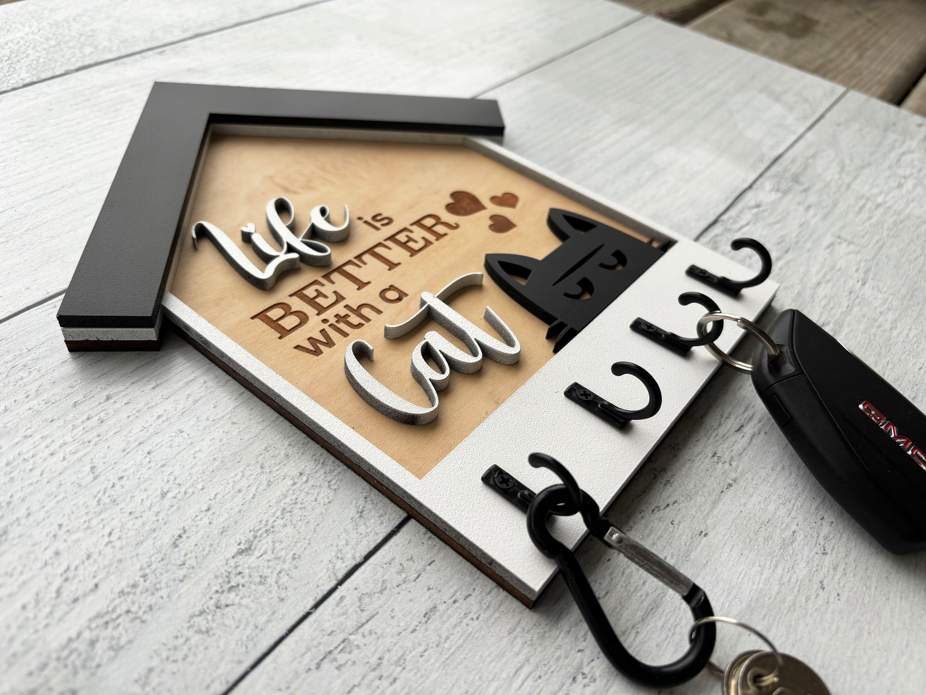 Welcome Home Key Organizer - Life is Better w a Cat