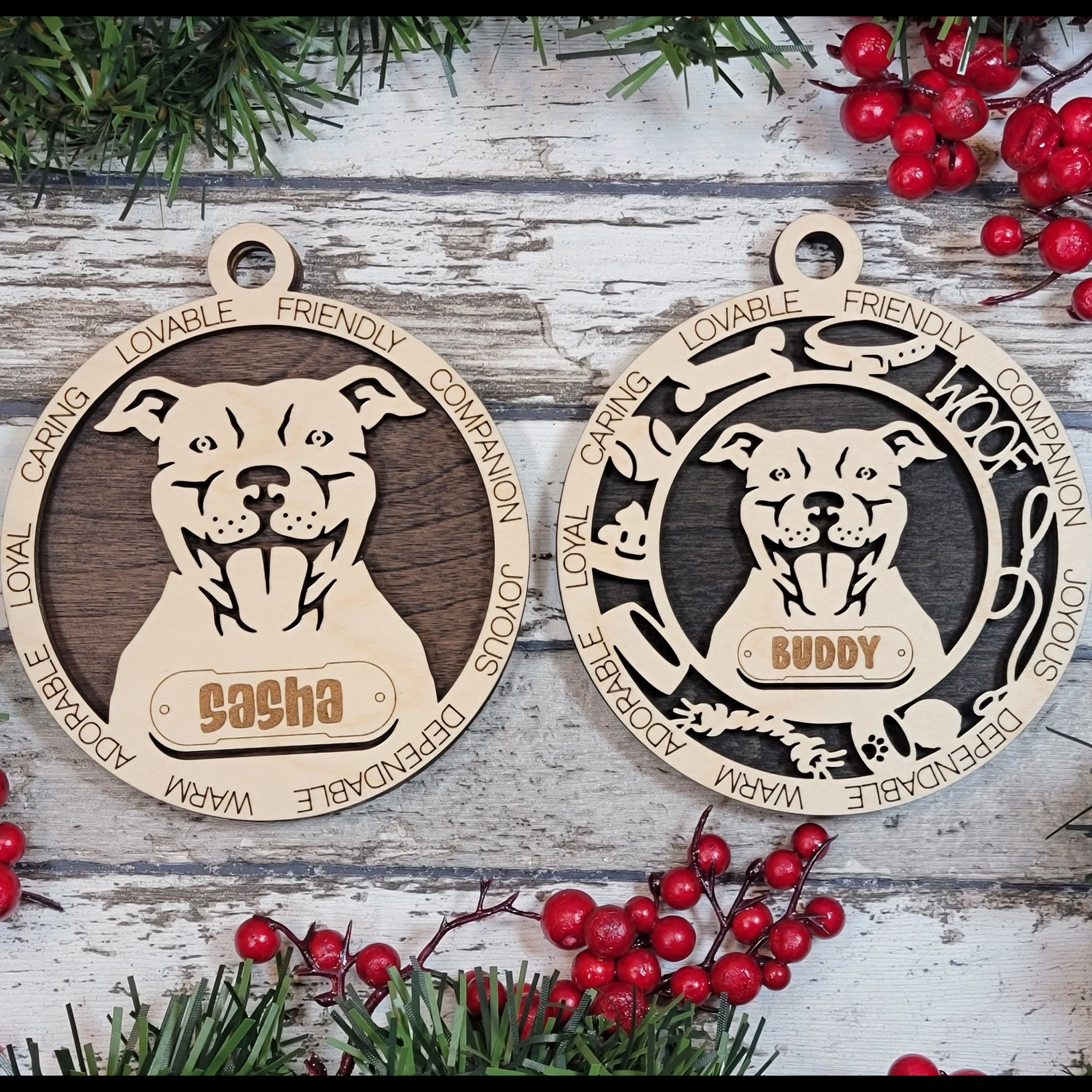 Personalized Dog Breed Ornaments - Pitbull