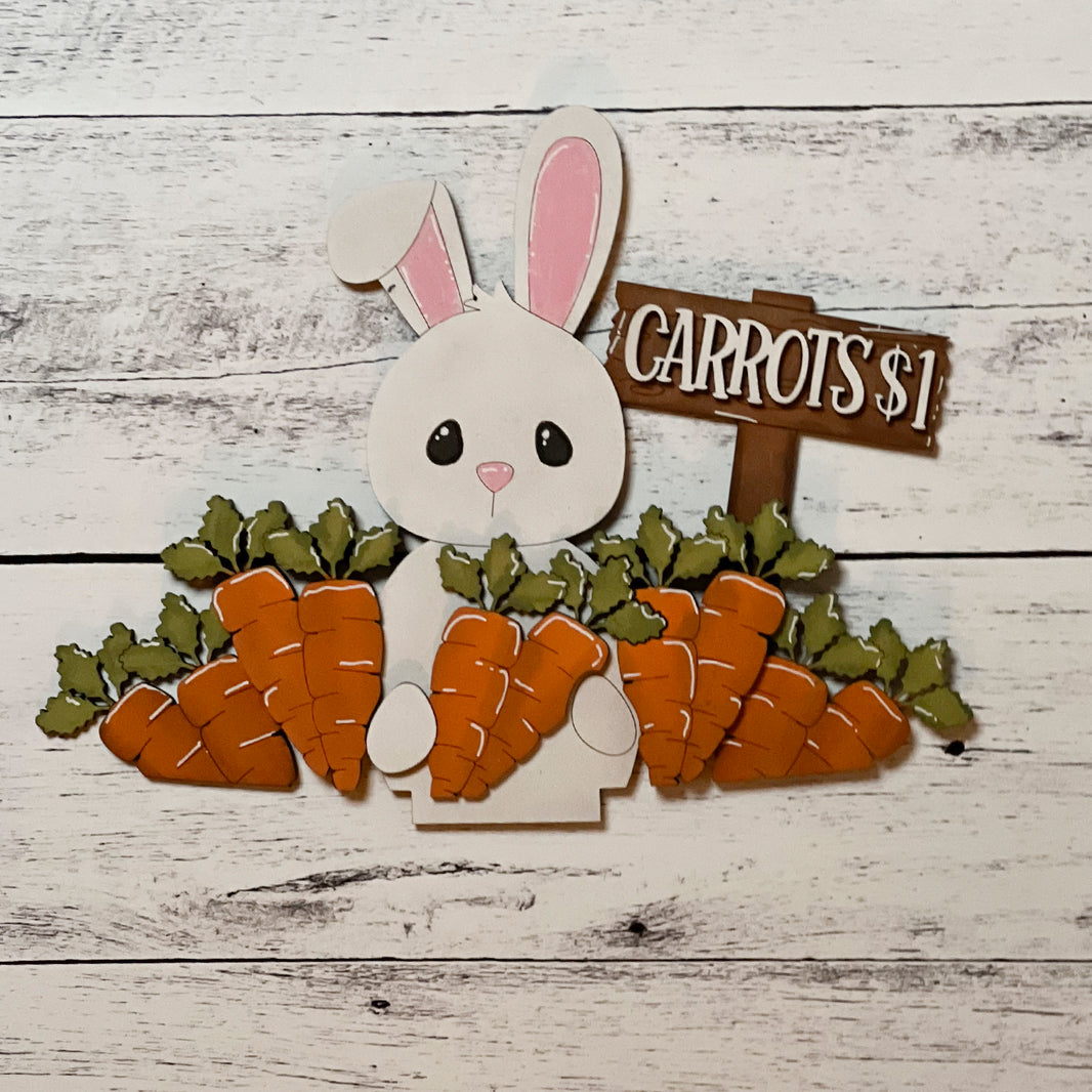 Easter Bunny With Carrots Basket Insert