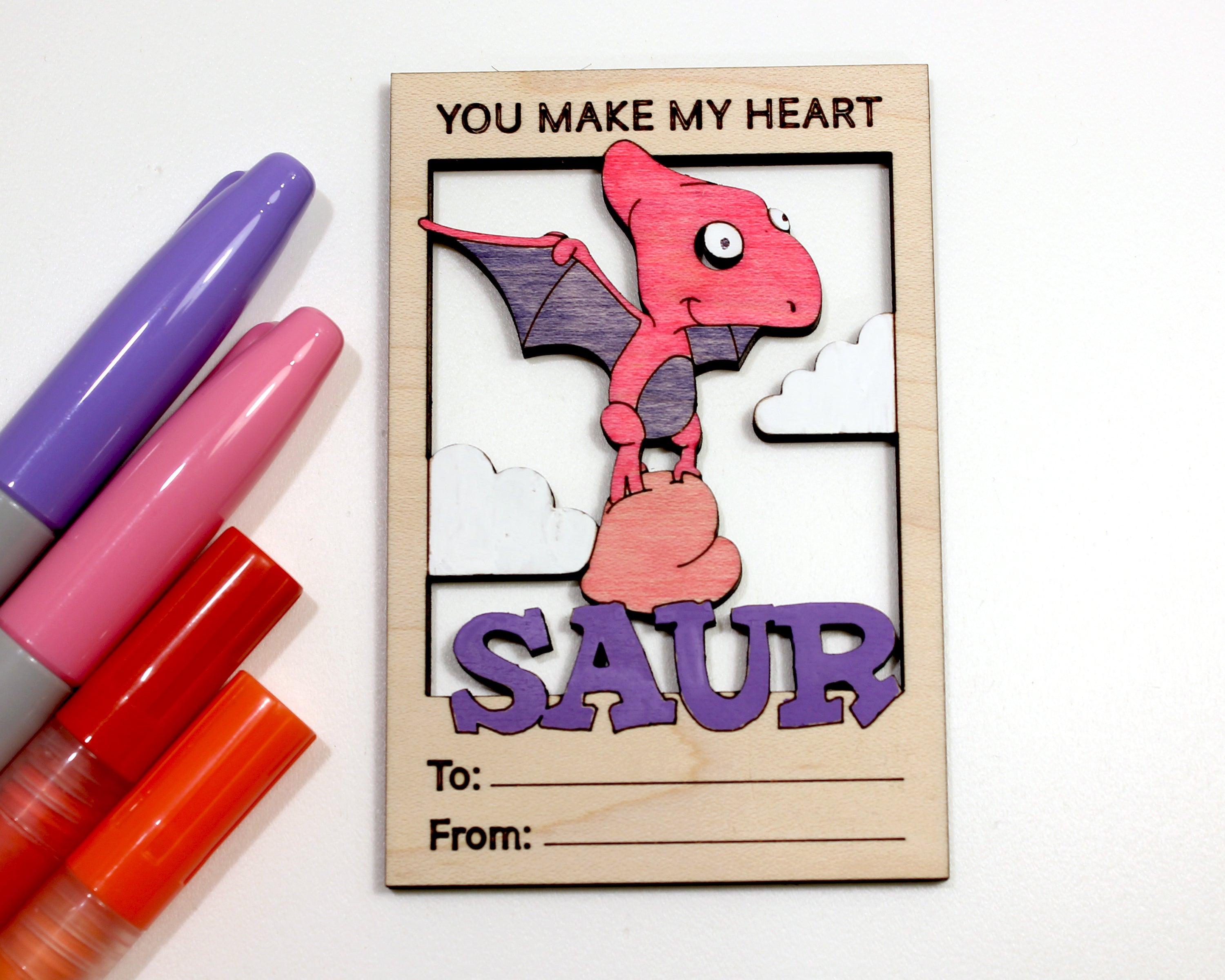 Dinosaur -Themed DIY Valentine’s Day Card Kit