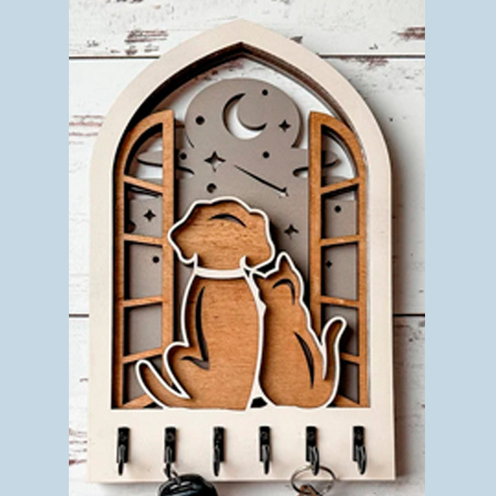 Arched Key Holder - Dog & Cat